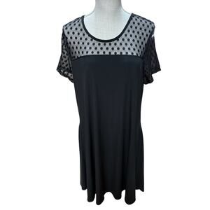 Nina Leonard Short Sleeve Black Evening Cocktail Wedding Guest Dress X-Large NWT